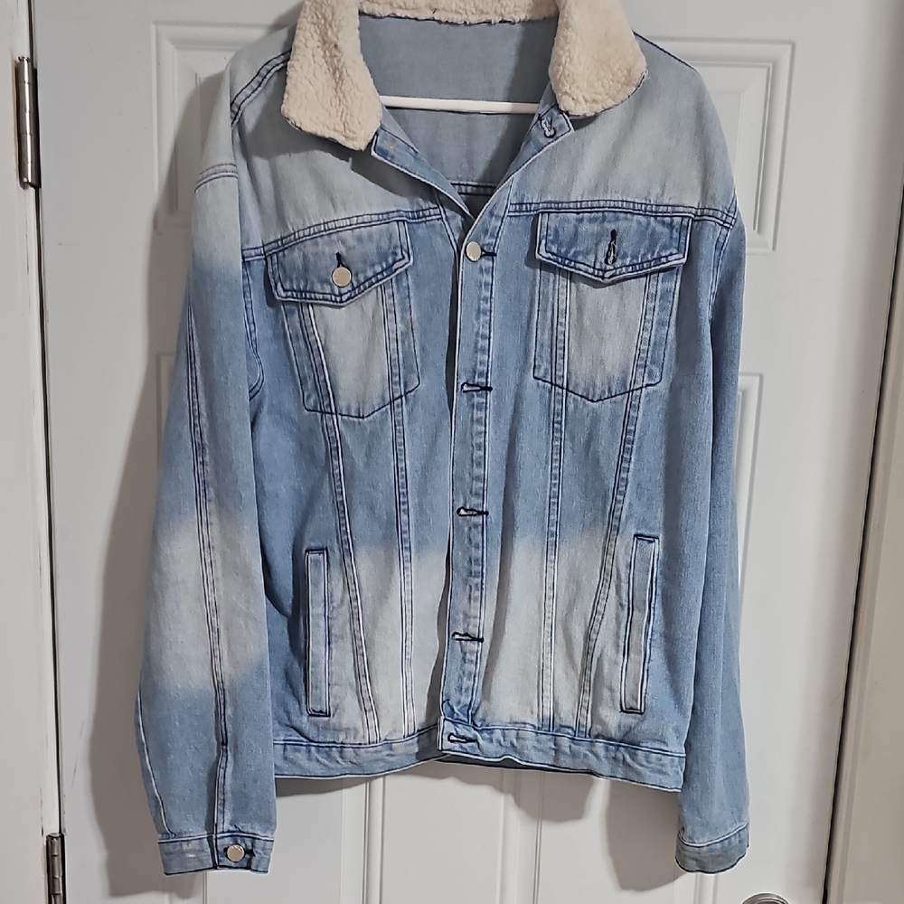 Denim Sherpa-Lined Jacket